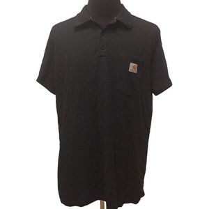 Carhartt Mens Force 103569 Charcoal Black Button Short Sleeve Polo Shirt Size XL